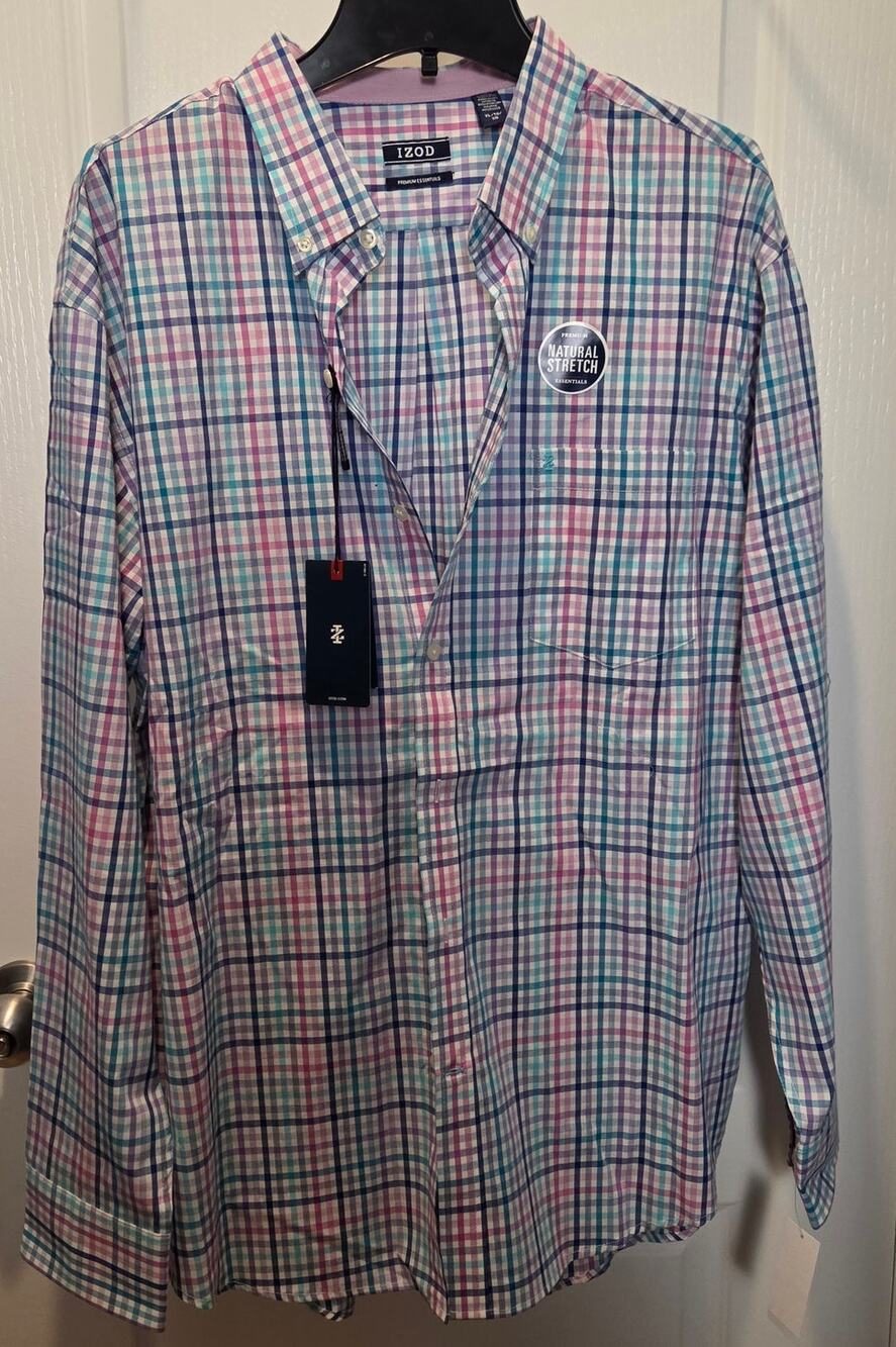 NWT Izod Premium Essentials button down sz XL plaid